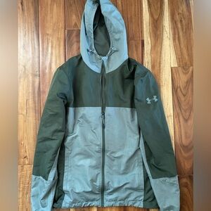 Under Armour Men’s Olive Hooded Rain Jacket Size SM Small
